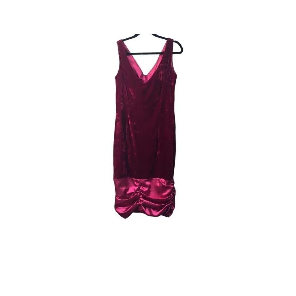 Bettie Page by Tatyana Velvet and Satin Wiggle Cocktail Dress with Bow